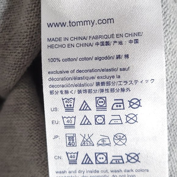 TOMMY HILFIGER Grey Cotton V-neck Sweater w Rose Gold Studs size XL - Picture 8 of 12